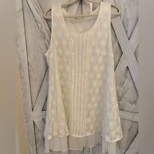 Johnny Was White cotton blend Lace Sleeveless dress. Absolutely beautiful! Sz. L
